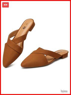 Womens Mules Closed Pointed Toe Flats Backless Loafers Shoes
